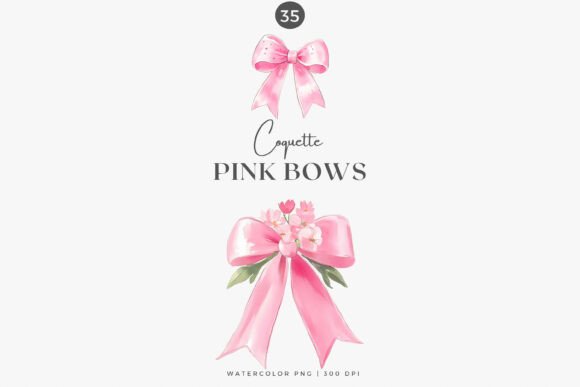 Watercolor Clipart - Pink Bow - Bow Clip - Image 5