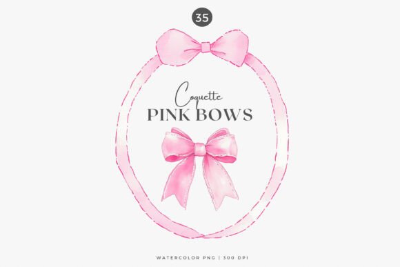 Watercolor Clipart - Pink Bow - Bow Clip - Image 6