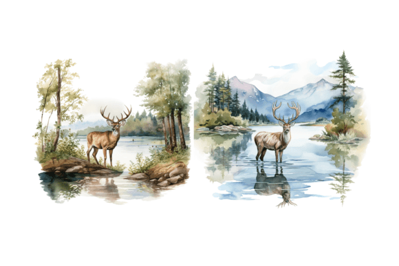 Watercolor Deer Clipart - Image 2
