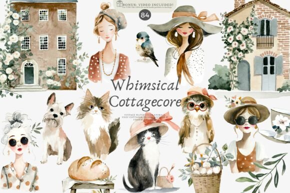 Whimsical Cottagecore Clipart Set