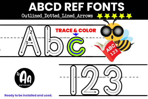 Abcd Ref Outlined Dotted Arrows Lined Font