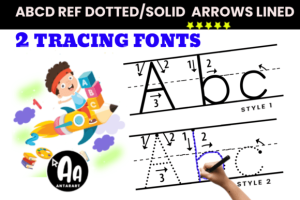 Arrows Lined Letter Tracing Font