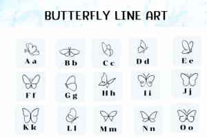 Alternative view of Butterfly Line Art Font