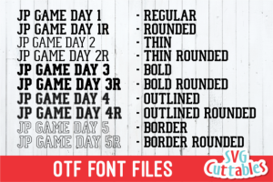Alternative view of JP Game Day Font
