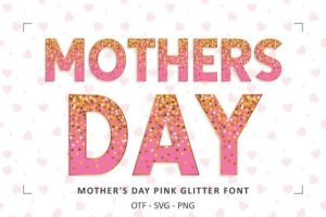 Mothers Day Pink Glitter Font