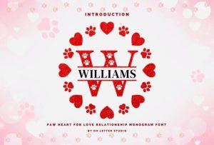Paw Heart Mongram Font
