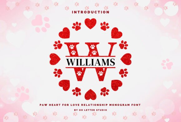 Paw Heart Mongram Font