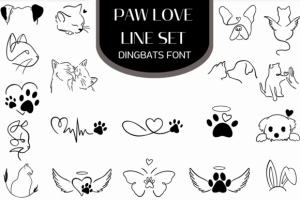 Paw Love Line Set Font