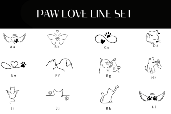 Paw Love Line Set Font - Image 2