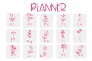 Alternative view of Planner Flower Font