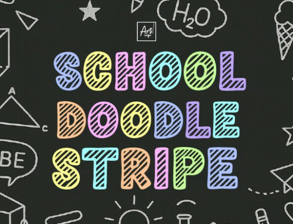 School Doodle Stripe Font