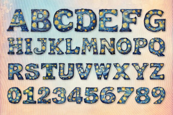 Starry Night Van Gogh Font - Image 2