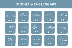 Alternative view of Summer Wave Line Art Font