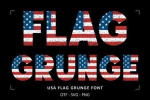 Alternative view of Usa Flag Grunge Font