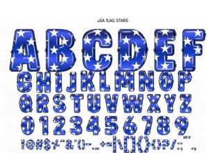 Alternative view of Usa Flag Stars Font