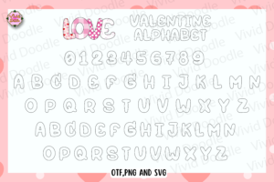 Alternative view of Valentine Alphabet Font