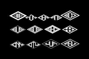 Alternative view of Width Diamond Monogram Font