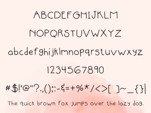 Alternative view of You Are Way Too Cute Font